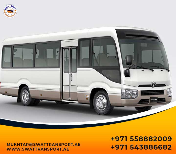 Explore the UAE in Comfort and Style: Rent a Coaster Bus with Swat Transport